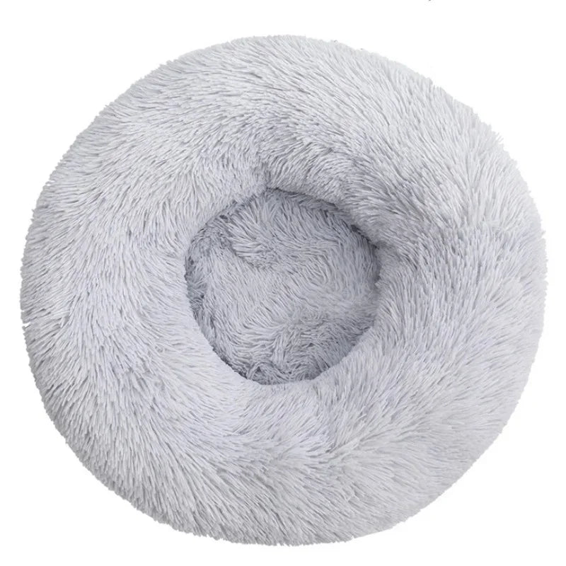 Light Grey Comfy Calming Donut Dog Bed 40-90cm