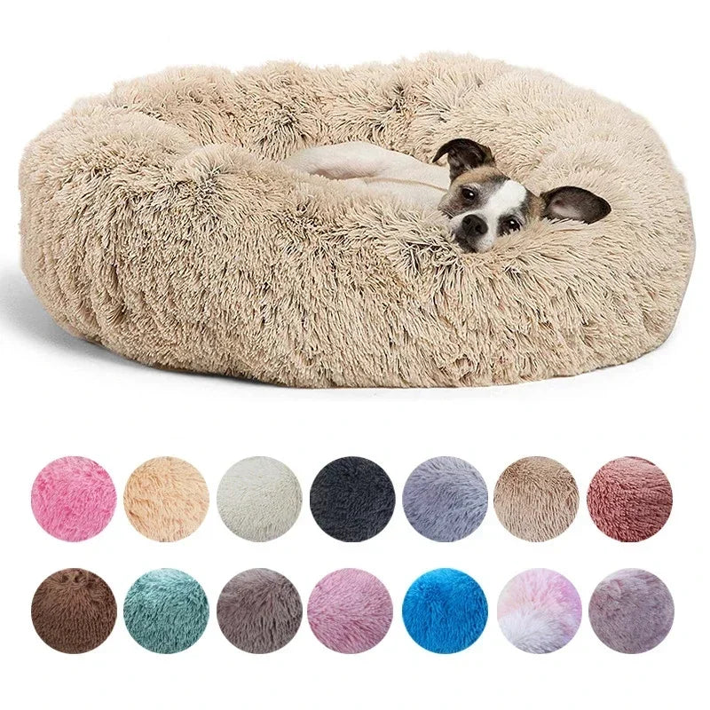 Light Grey Comfy Calming Donut Dog Bed 40-90cm
