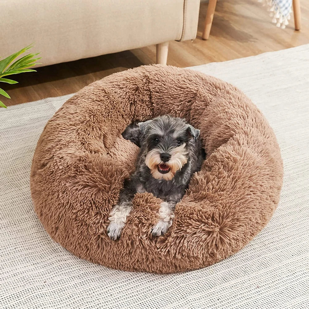 Light Grey Comfy Calming Donut Dog Bed 40-90cm