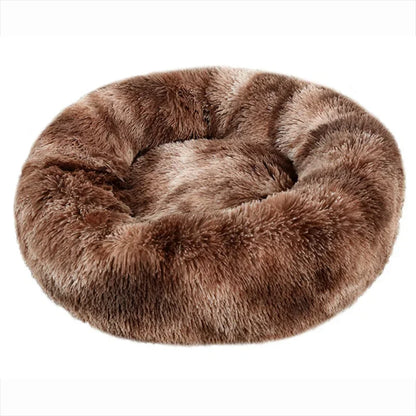 Patterned Brown Comfy Calming Donut Dog Bed 40-90cm